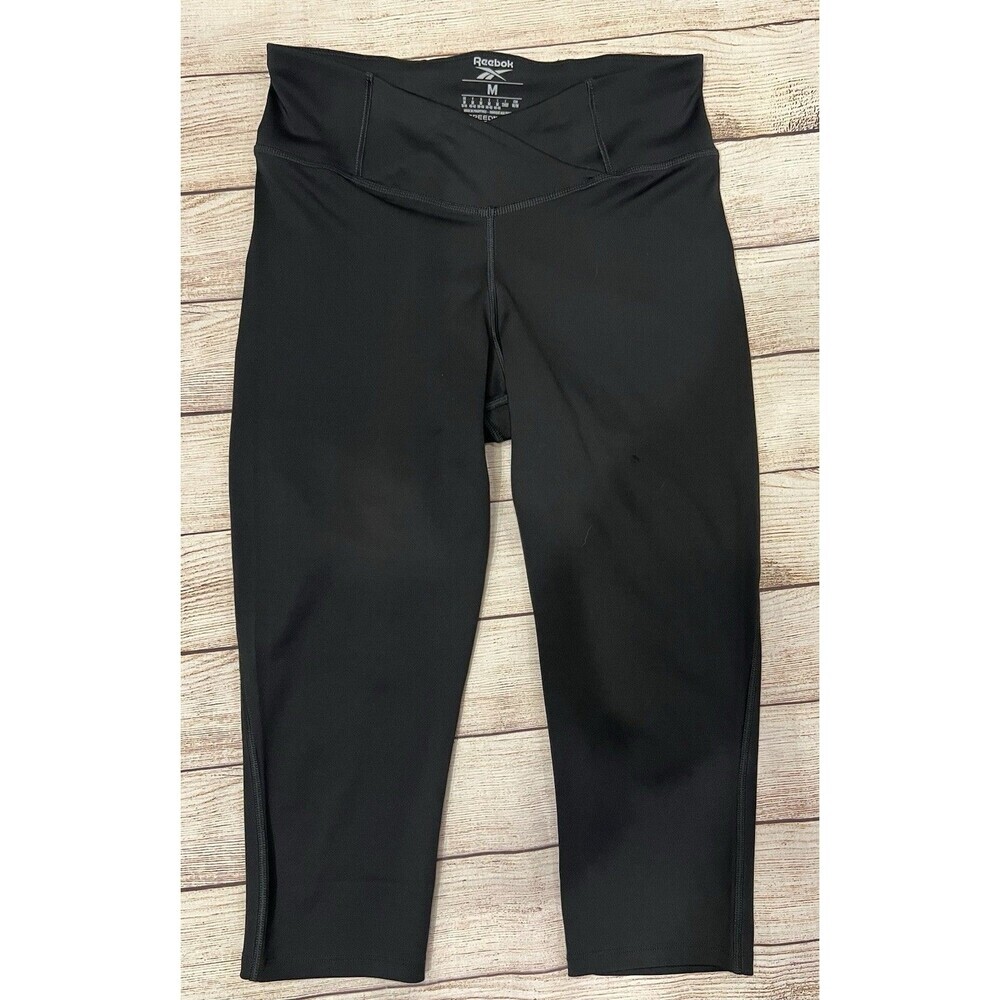 Reebok Womens Speedwick Athletic Track Yoga Workout Pants Black Medium